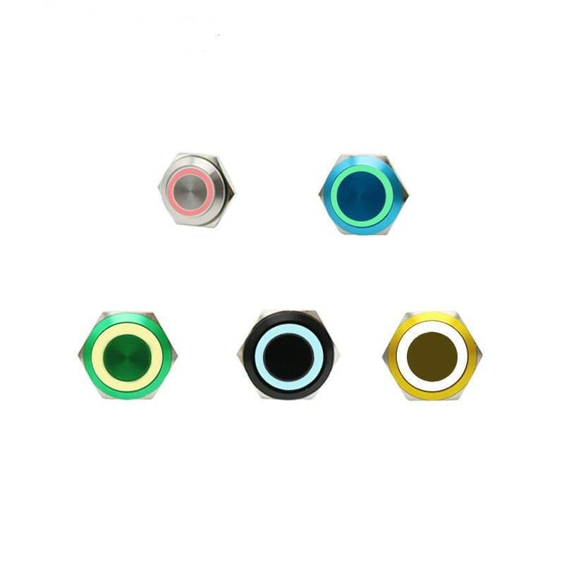 EARU-16/19/22mm 3 Triple Color RGB LED Momentary Self-Reset Metal waterproof power button.