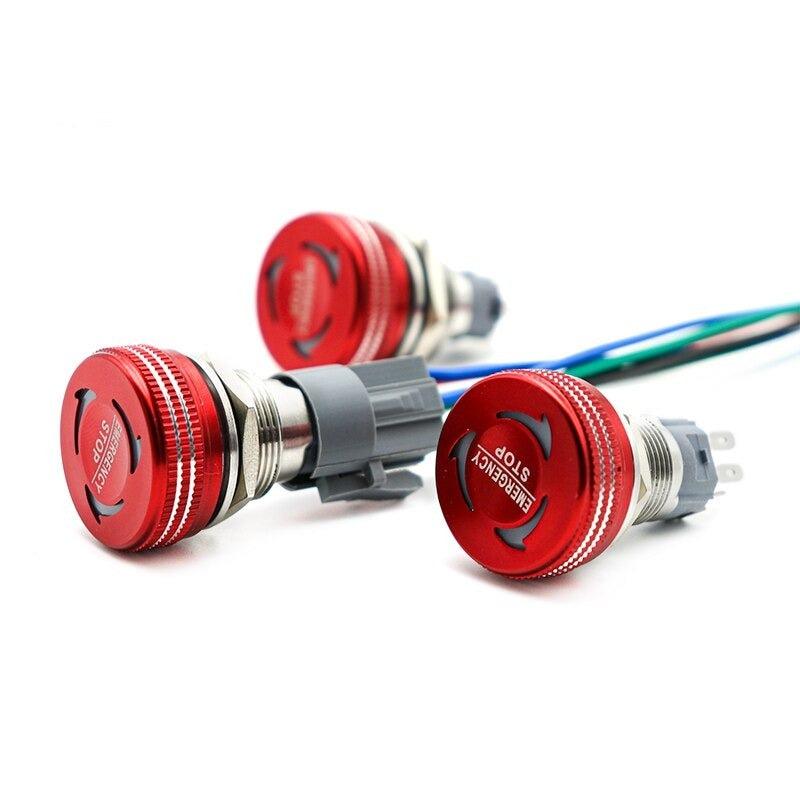 EARU- 16/19/22MM Mushroom Metal Emergency Stop Push Button Switch With LED.