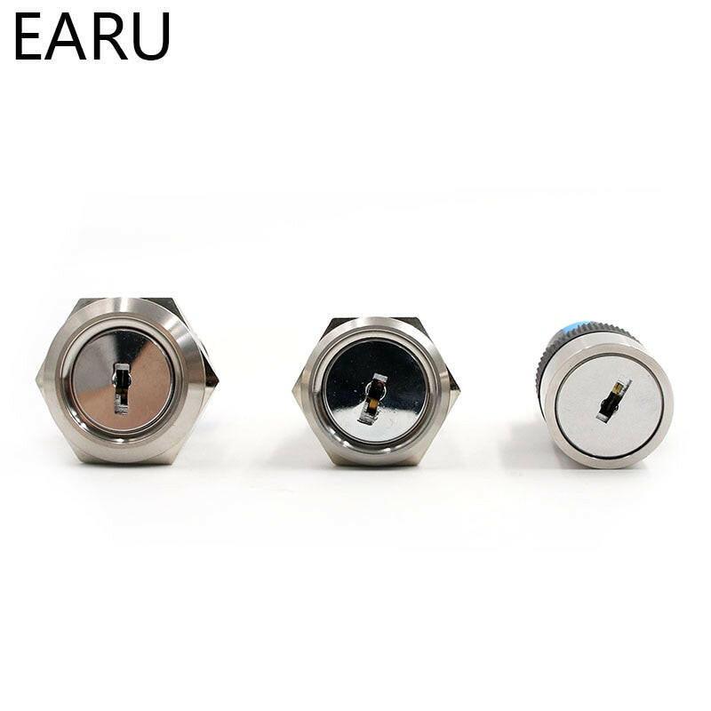 EARU-16mm 19mm 22mm Waterproof Stainless Steel Lock Key Knob Rotary Switch.