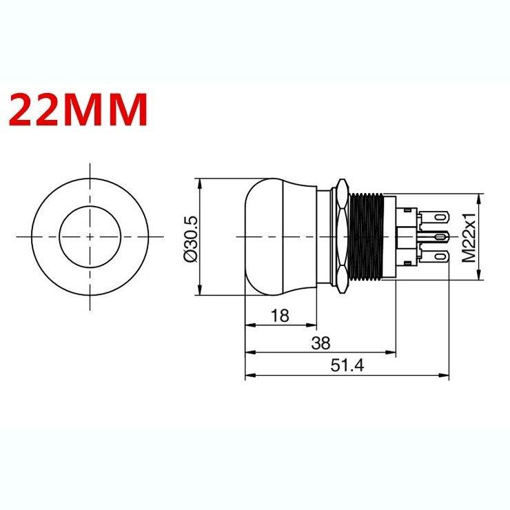 EARU-19mm 22mm Stainless Steel Latching Emergency STOP Push Button Switch.