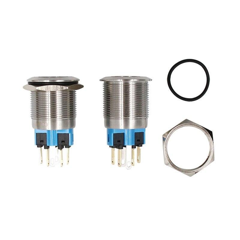 EARU-22mm Press Metal Push Button Switch Stainless Steel Momentary Reset.