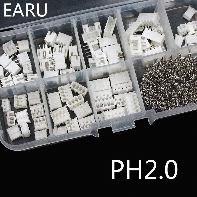 EARU- 230pcs XH2.54 PH2.0 2p 3p 4p 5 pin 2.54mm 2.0mm Pitch Terminal Kit.