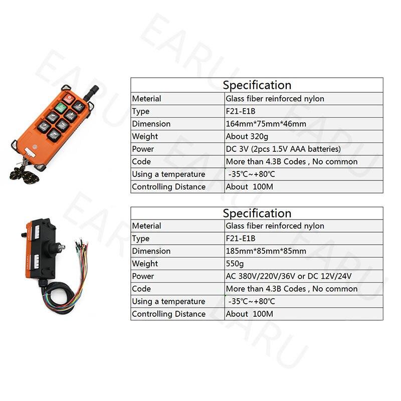 EARU- Wireless Industrial Remote Controller Switches Hoist Crane Control Lift Crane.