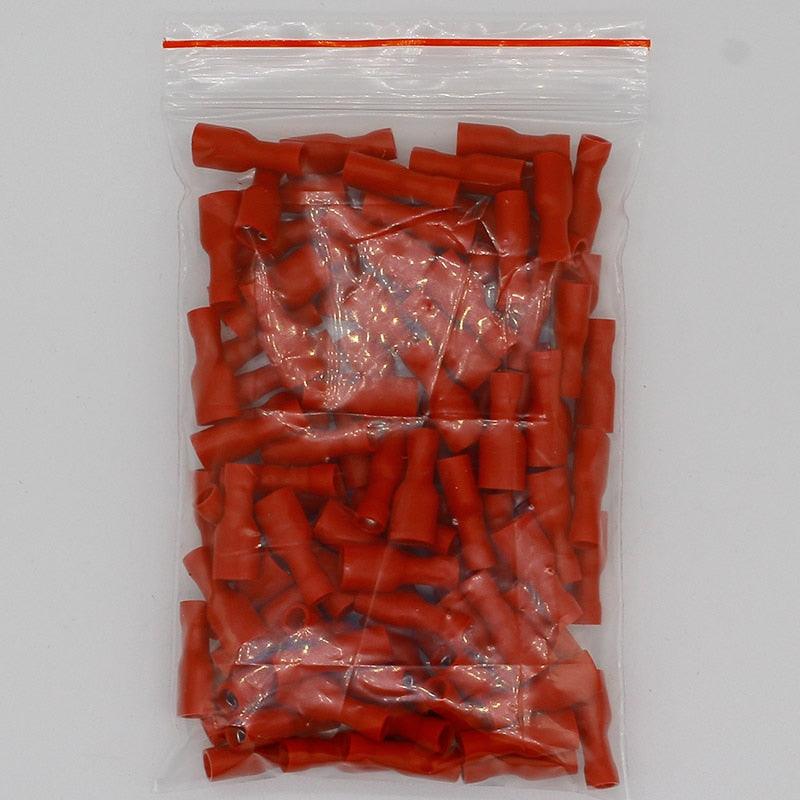 FDFD1.25-187 FDFD2-187 insulating Female Insulated Electrical Crimp Terminal Connectors 100PCS/Pack Cable Wire Connector FDFD.