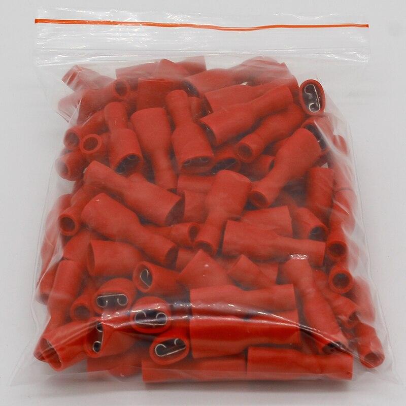 FDFD1-250 FDFD1.25-250 insulating Female Insulated Electrical Crimp Terminal Connectors Cable Wire Connector 100PCS/Pack FDFD.