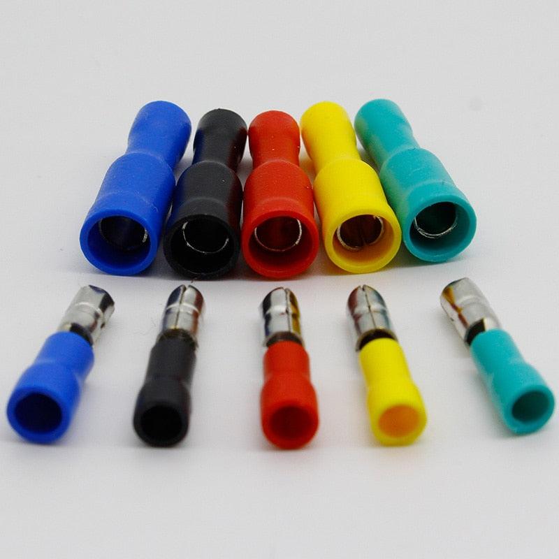 Female and Male Insulated Electric Connector Crimp Bullet terminal for 22~16 AWG Audio Wiring.