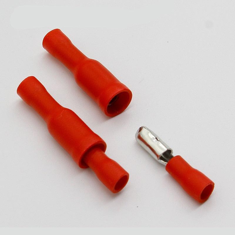 Female and Male Insulated Electric Connector Crimp Bullet terminal for 22~16 AWG Audio Wiring.