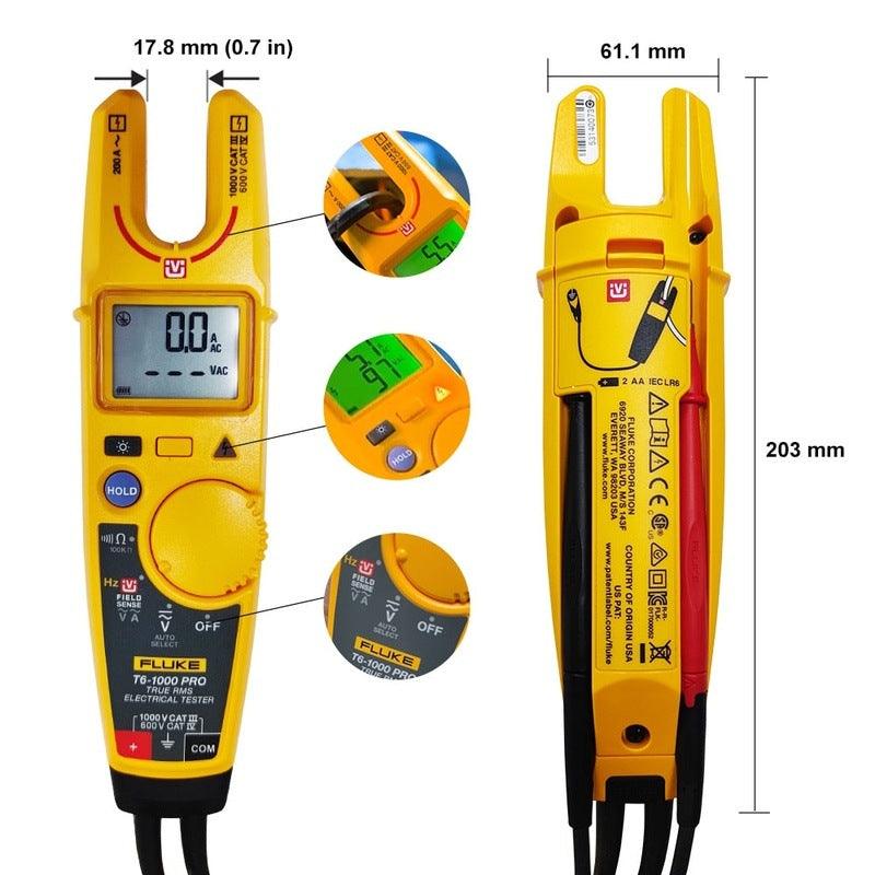 FLUKE T6-1000 PRO Clamp Ammeters 1000V AC/DC Non-Contact Voltage Clamp Meter  Continuous Current Electrical Tester True RMS.