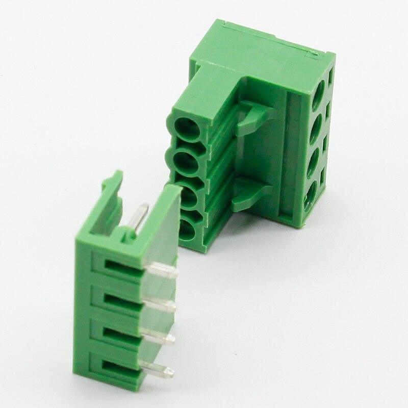 Free shipping 10 sets ht5.08 4pin Right angle Terminal plug type 300V 10A 5.08mm pitch connector pcb screw terminal block.