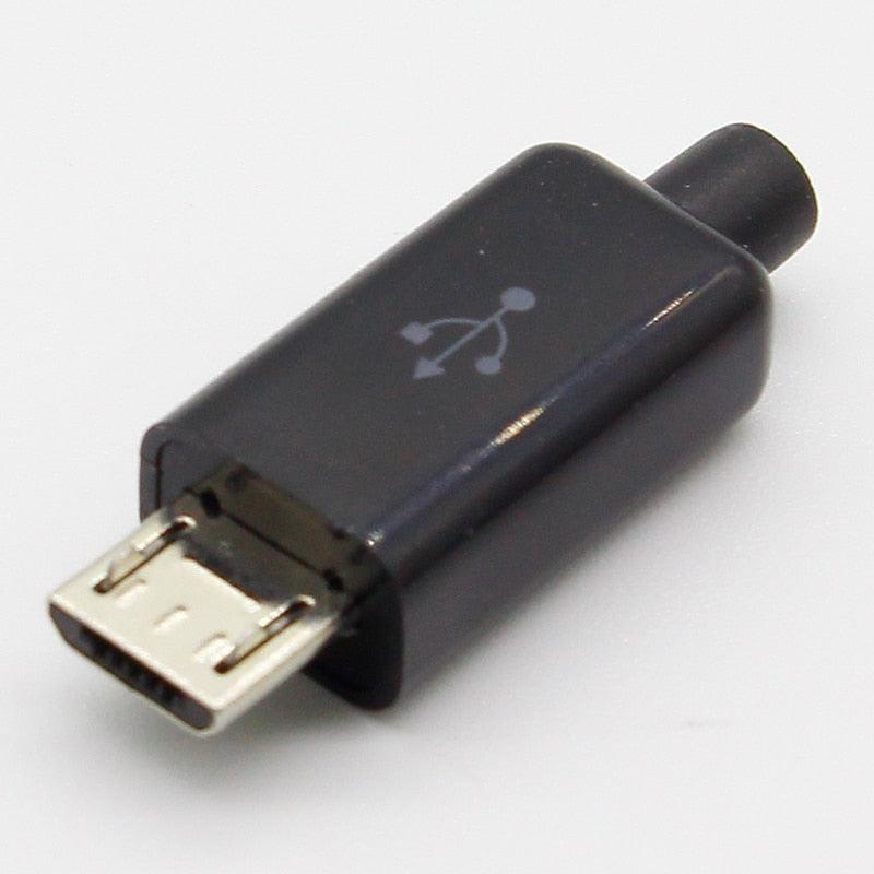 Free shipping 10pcs Micro USB 5PIN Welding Type Male Plug Connectors Charger 5P USB Tail Charging Socket 4 in 1 White Black.