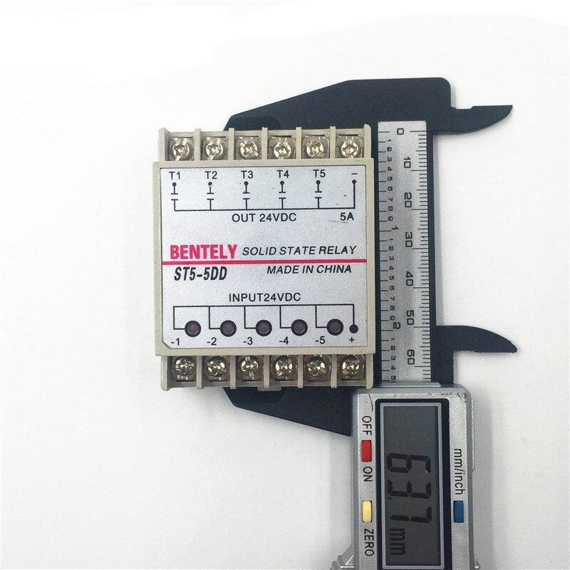 Free Shipping 5DD 5 Channel Din Rail SSR Quintuplicate Five Input Output 24VDC Single Phase DC Solid State Relay PLC Module Hot.