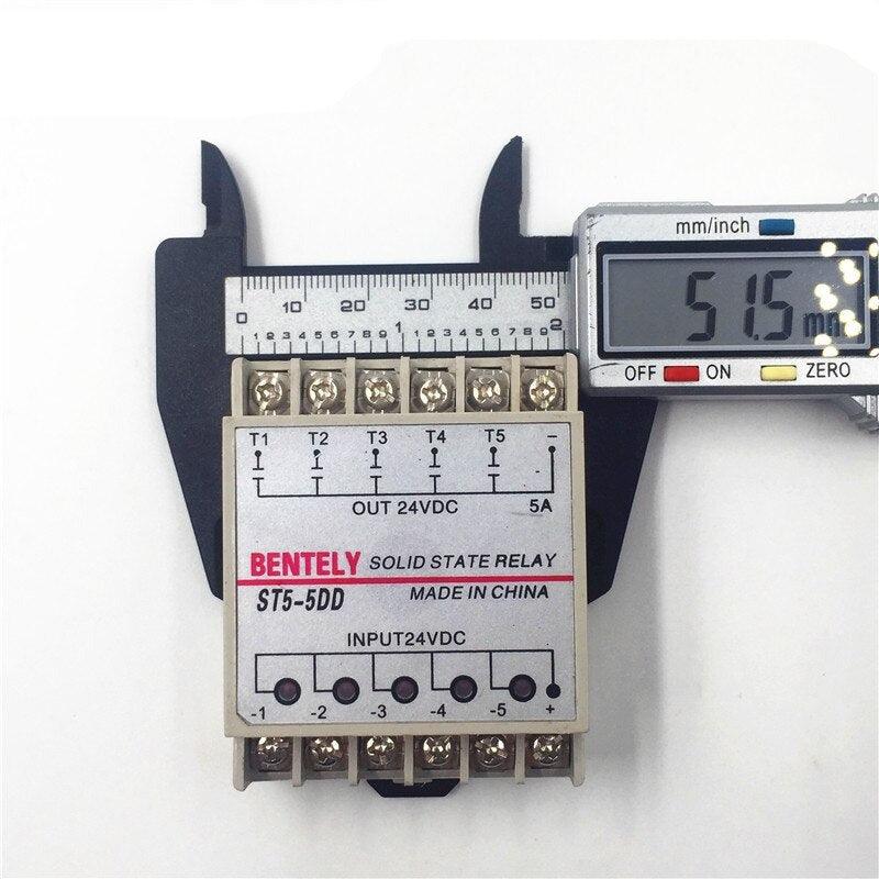 Free Shipping 5DD 5 Channel Din Rail SSR Quintuplicate Five Input Output 24VDC Single Phase DC Solid State Relay PLC Module Hot.