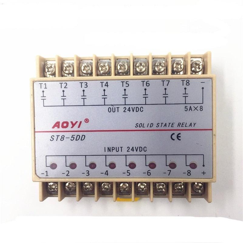 Free Shipping 5DD 8 Channel Din Rail SSR Eight Input Output 24VDC Single Phase DC Solid State Relay 5A PLC Module Controller.