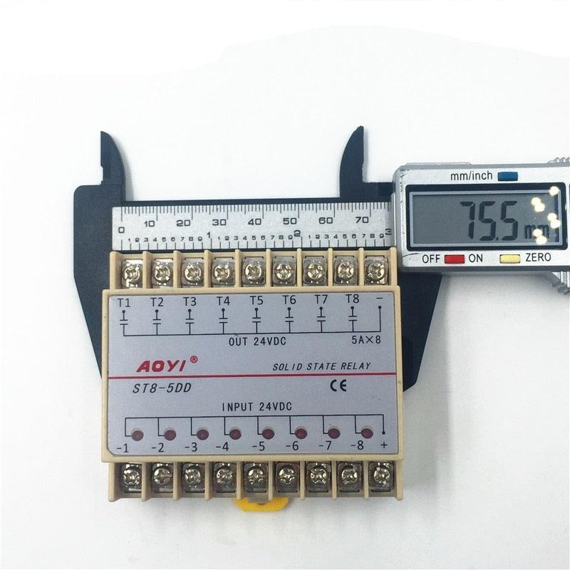 Free Shipping 5DD 8 Channel Din Rail SSR Eight Input Output 24VDC Single Phase DC Solid State Relay 5A PLC Module Controller.