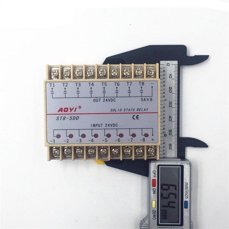 Free Shipping 5DD 8 Channel Din Rail SSR Eight Input Output 24VDC Single Phase DC Solid State Relay 5A PLC Module Controller.