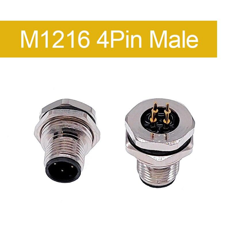 Front nut flange socket 4 5 8pin screw threaded male female M12 M16 waterproof connectors PCB sensor connector panel.
