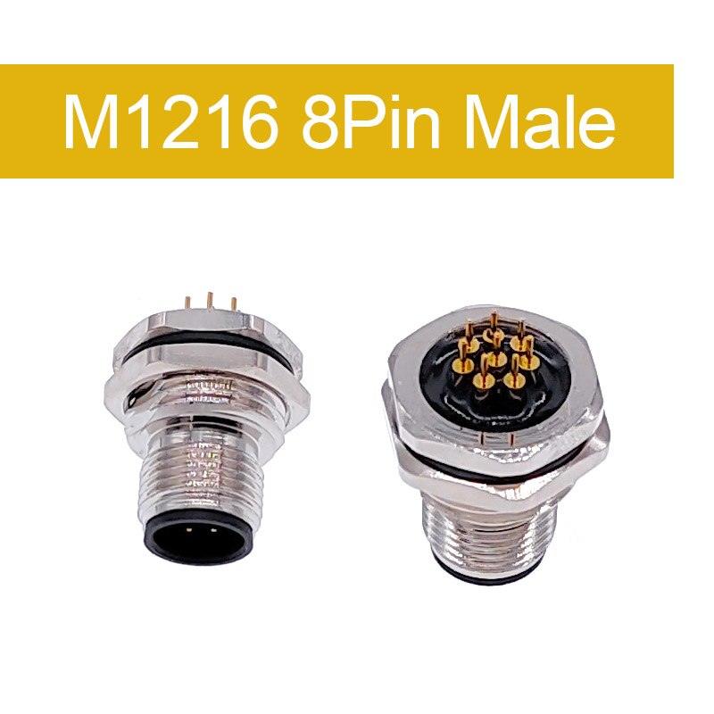 Front nut flange socket 4 5 8pin screw threaded male female M12 M16 waterproof connectors PCB sensor connector panel.