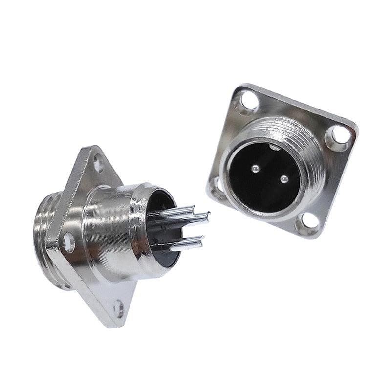 GX12 square base aviation gx connector flange socket 2 pin 3pin - 7pin diam 12mm.