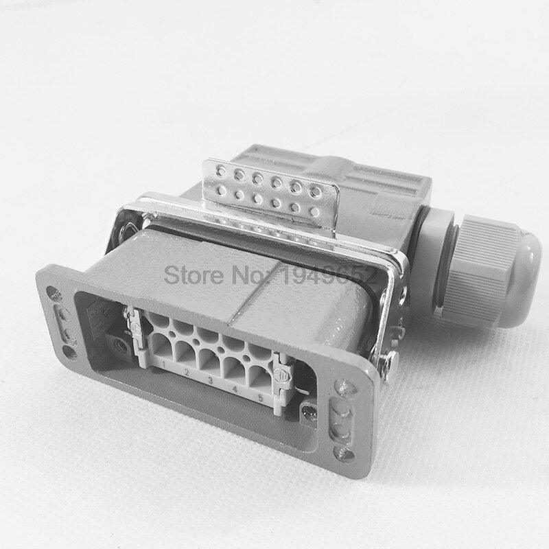 10pin industrial plug,Heavy Duty Connectors HDC-HA-010-1 F/M 10pin 10A Industrial rectangular Aviation connector plug