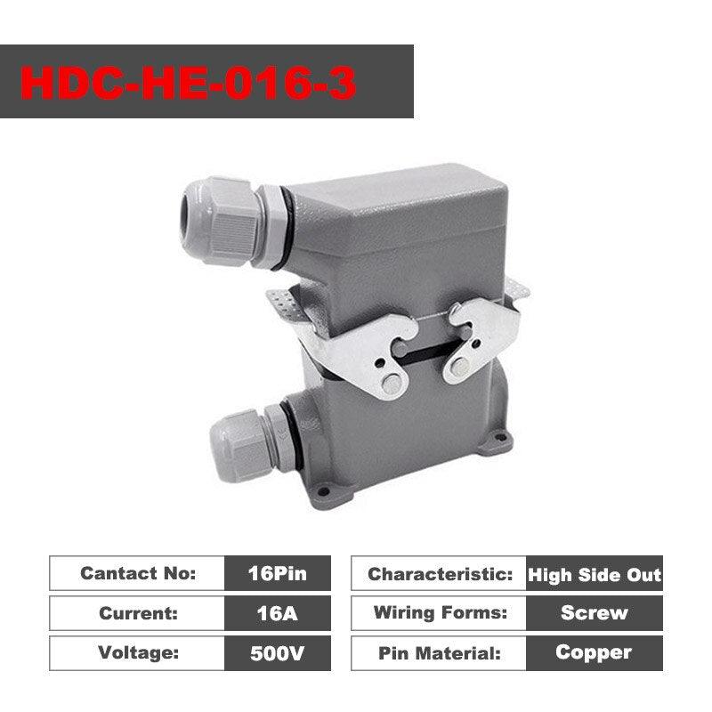heavy duty connector 16pin,Heavy Duty Connectors HDC-HE-016-1/2/3/4 F/M 16pin 16A 500V Industrial rectangular Aviation connector plug Screw connection