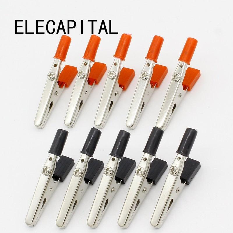 IMC Hot 10 pcs 50mm Plastic Handle Test Probe Metal Alligator Clips.