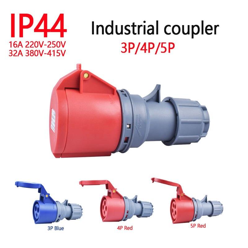 IP44 Industrial Plug and Socket 16A/32A  3P 4P 5P Waterproof and Explosion-proof.