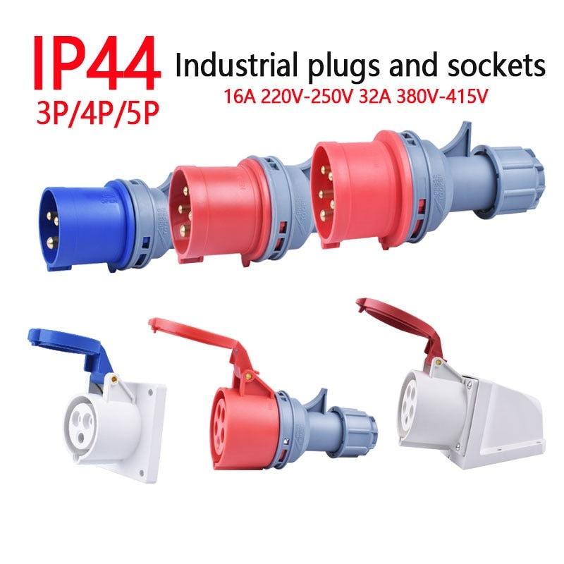 IP44 Industrial Plug and Socket 16A/32A  3P 4P 5P Waterproof and Explosion-proof.