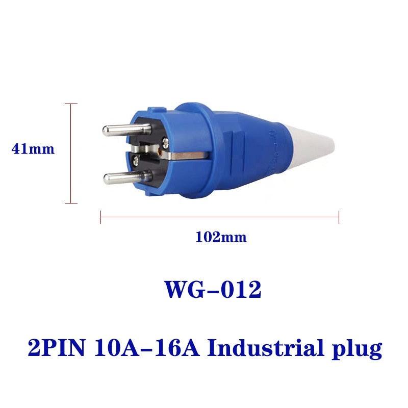 IP54 Waterproof Electrical plugs and sockets 2 pin 10A-16A plug industrial connector two holes.