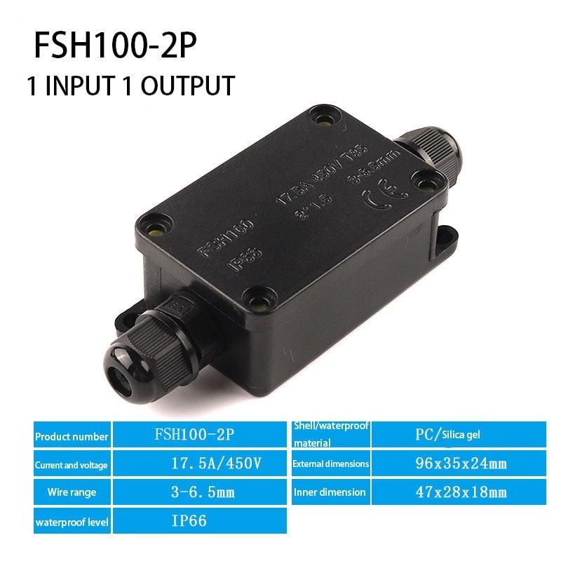 IP66 Outdoor Mini Waterproof Junction Box Black UV Junction Box Fsh100-2P/3P Outdoor Lighting Cable Waterproof Junction Box 450V.