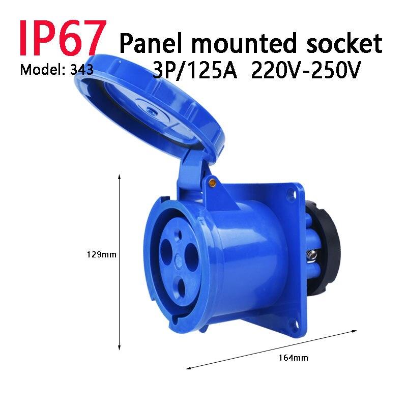 IP67 63A/125A Industrial Plug Socket 3P/4P/5P Waterproof Industrial Socket Electrical Connector.