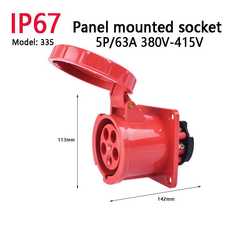 IP67 63A/125A Industrial Plug Socket 3P/4P/5P Waterproof Industrial Socket Electrical Connector.