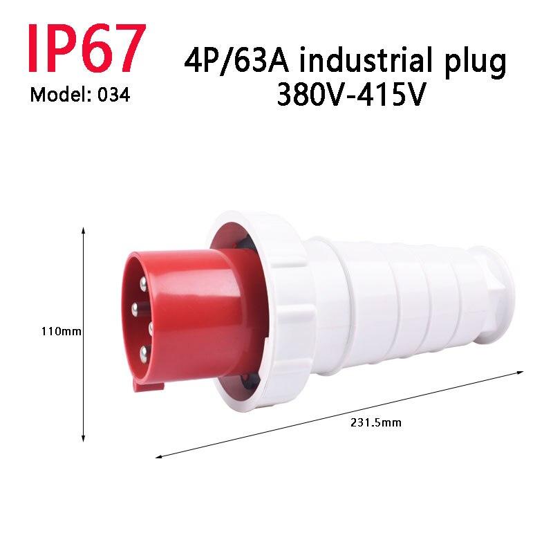 IP67 63A/125A Industrial Plug Socket 3P/4P/5P Waterproof Industrial Socket Electrical Connector.