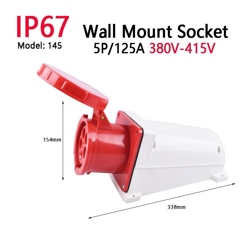 IP67 63A/125A Industrial Plug Socket 3P/4P/5P Waterproof Industrial Socket Electrical Connector.