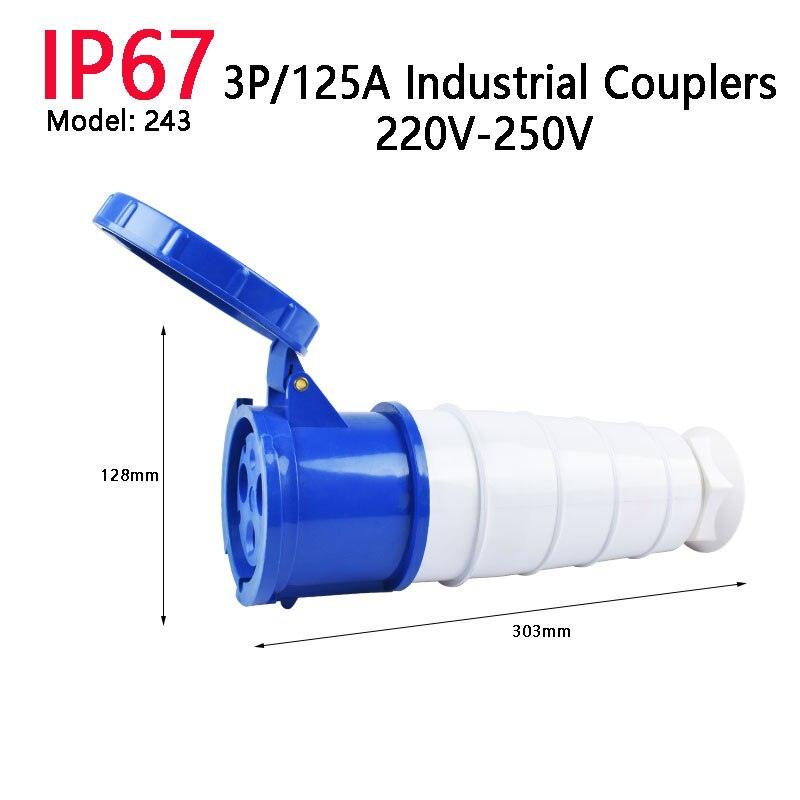 IP67 63A/125A Industrial Plug Socket 3P/4P/5P Waterproof Industrial Socket Electrical Connector.