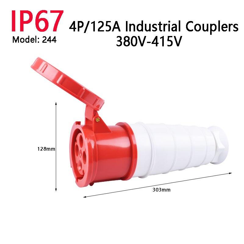 IP67 63A/125A Industrial Plug Socket 3P/4P/5P Waterproof Industrial Socket Electrical Connector.