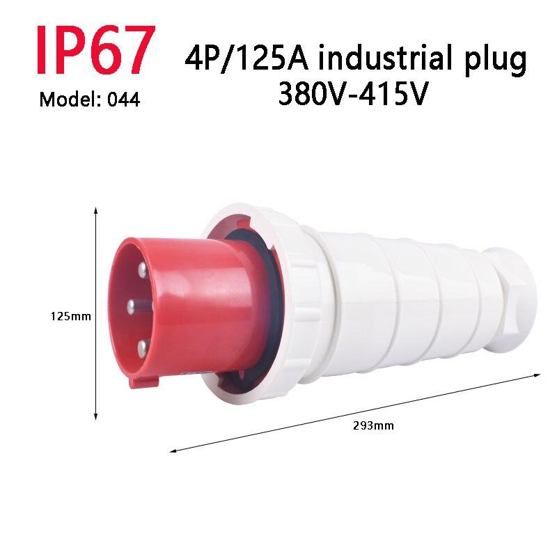 IP67 63A/125A Industrial Plug Socket 3P/4P/5P Waterproof Industrial Socket Electrical Connector.