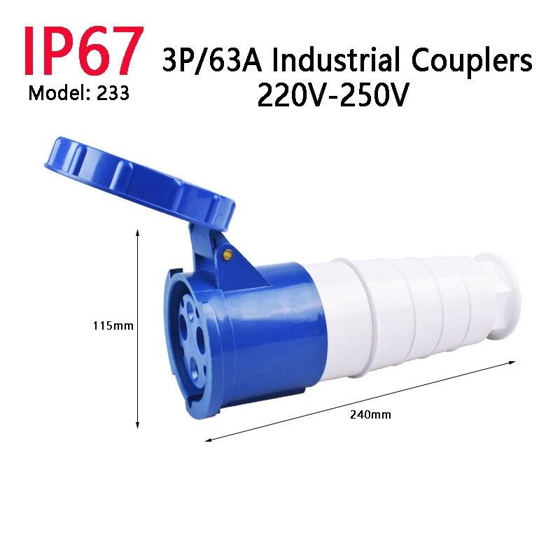 IP67 63A/125A Industrial Plug Socket 3P/4P/5P Waterproof Industrial Socket Electrical Connector.