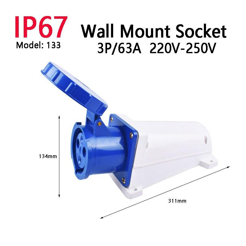 IP67 63A/125A Industrial Plug Socket 3P/4P/5P Waterproof Industrial Socket Electrical Connector.