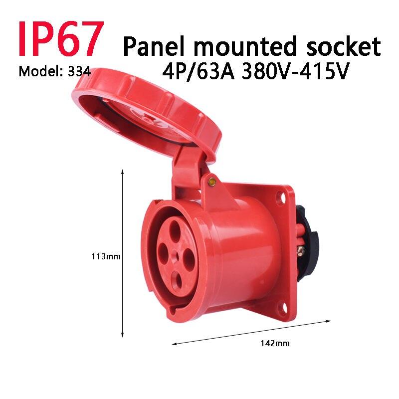 IP67 63A/125A Industrial Plug Socket 3P/4P/5P Waterproof Industrial Socket Electrical Connector.