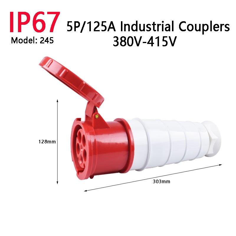 IP67 63A/125A Industrial Plug Socket 3P/4P/5P Waterproof Industrial Socket Electrical Connector.