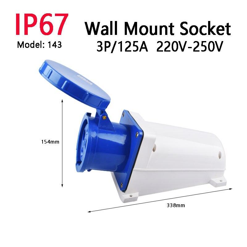 IP67 63A/125A Industrial Plug Socket 3P/4P/5P Waterproof Industrial Socket Electrical Connector.