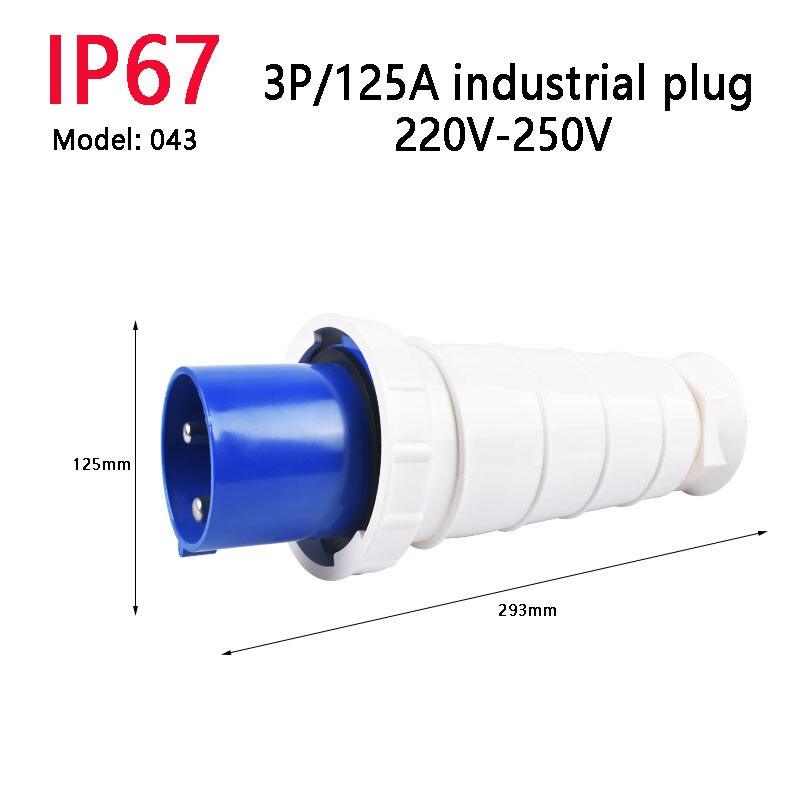 IP67 63A/125A Industrial Plug Socket 3P/4P/5P Waterproof Industrial Socket Electrical Connector.