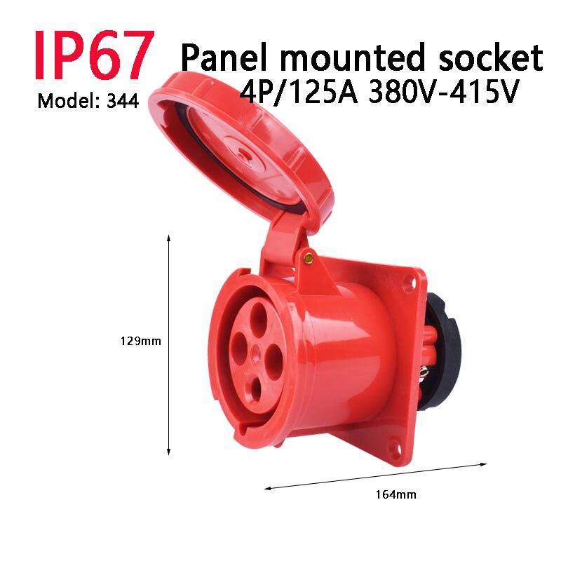 IP67 63A/125A Industrial Plug Socket 3P/4P/5P Waterproof Industrial Socket Electrical Connector.