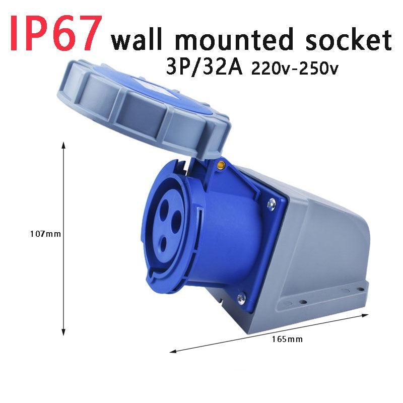 IP67 NEW Industrial Plug and Socket 16A 32A 3 Pin 4 Pin 5 Pin  Wall Mounted.