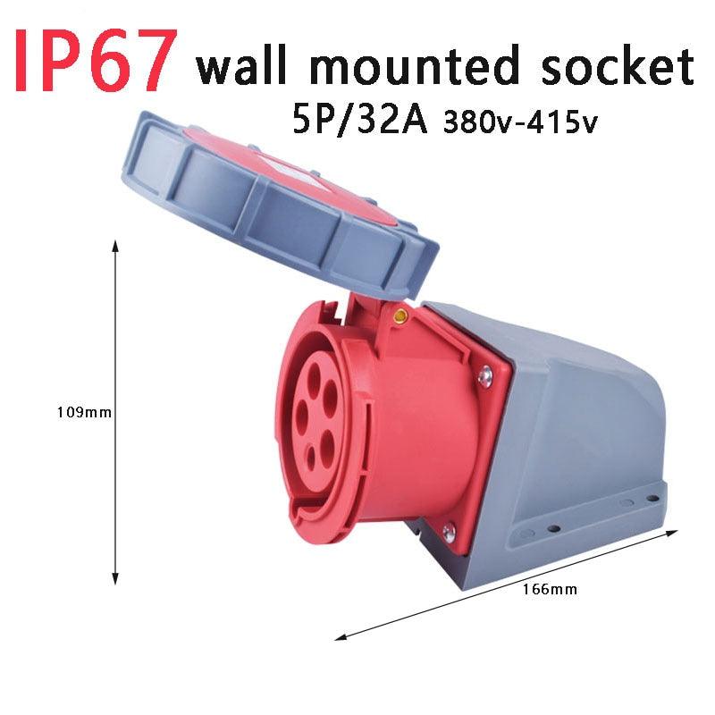 IP67 NEW Industrial Plug and Socket 16A 32A 3 Pin 4 Pin 5 Pin  Wall Mounted.