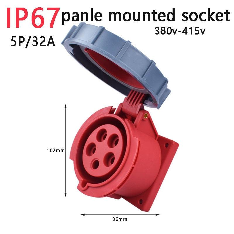 IP67 NEW Industrial Plug and Socket 16A 32A 3 Pin 4 Pin 5 Pin  Wall Mounted.