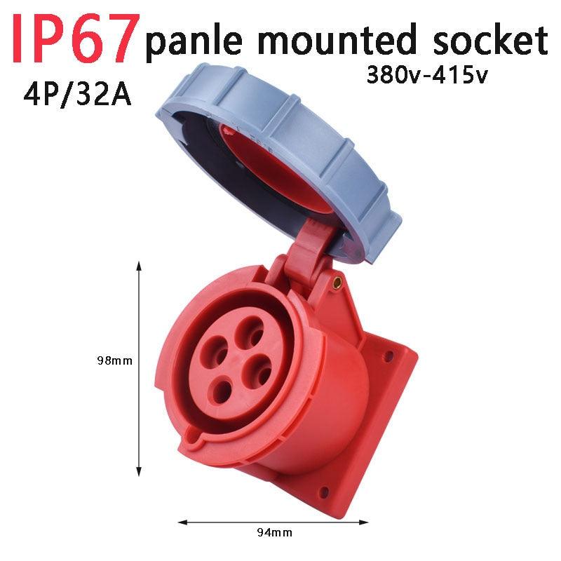 IP67 NEW Industrial Plug and Socket 16A 32A 3 Pin 4 Pin 5 Pin  Wall Mounted.