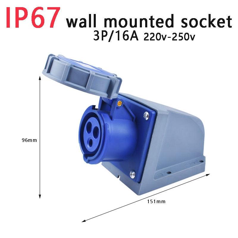 IP67 NEW Industrial Plug and Socket 16A 32A 3 Pin 4 Pin 5 Pin  Wall Mounted.