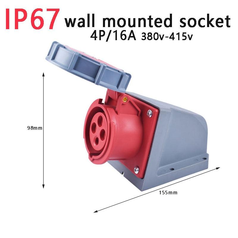 IP67 NEW Industrial Plug and Socket 16A 32A 3 Pin 4 Pin 5 Pin  Wall Mounted.