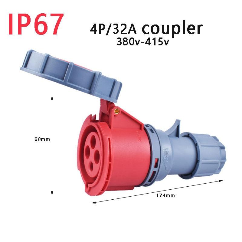 IP67 NEW Industrial Plug and Socket 16A 32A 3 Pin 4 Pin 5 Pin  Wall Mounted.